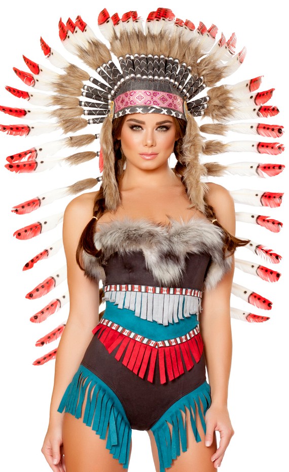 Indian Feather Headdress With Red Tips