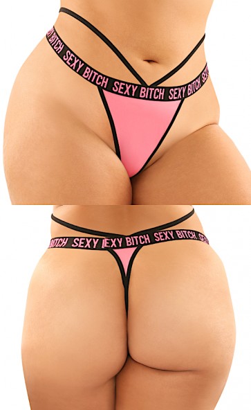 2 Piece "Sexy Bitch" Panty & Strappy Thong Plus Size