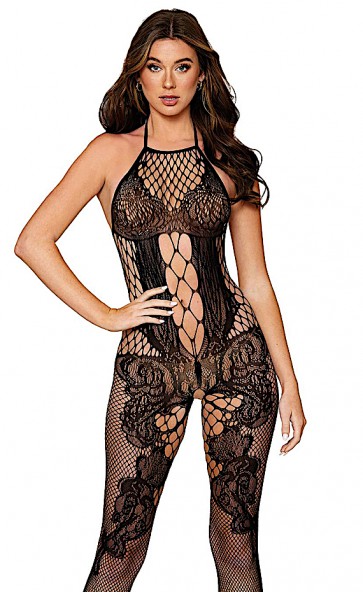 Baroque Lace and Fishnet Bodystocking
