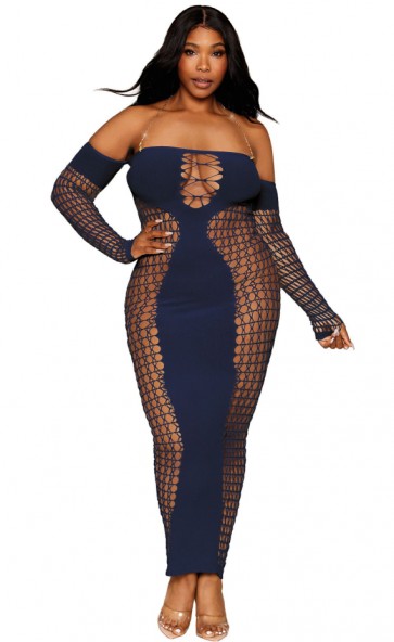 Long Sleeve Bodystocking Gown Plus Size
