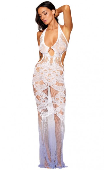 Seamless Plunging Netted Bodystocking Gown