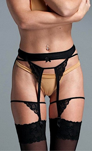 Black Garter Belt With Lace Triangles