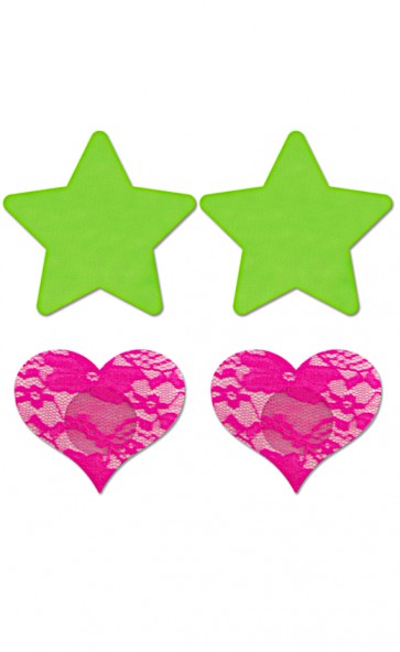 UV Reactive Neon Star & Heart Pasties