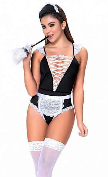 French Maid Bodysuit Lingerie Costume