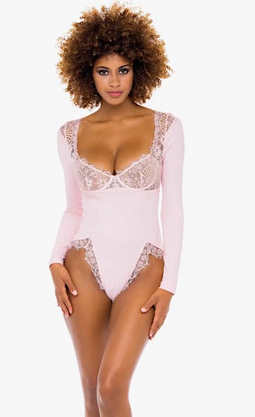 Maria Ribbed Knit & Lace Teddy