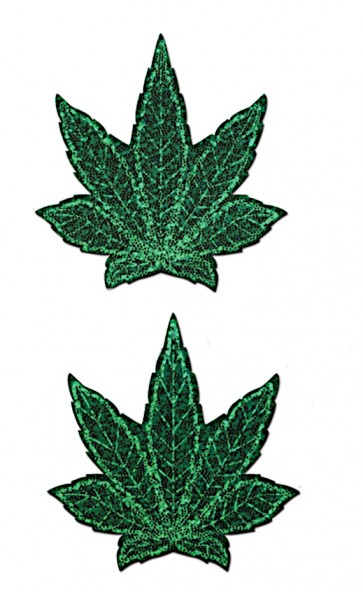 Pot Leaf Glitter Green Weed Nipple Pasties 