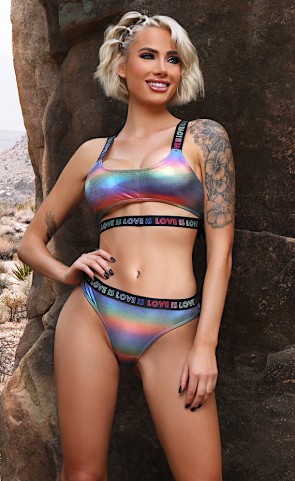 Love is Love Holographic Crop Top & Panty 	