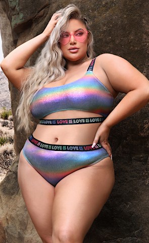 Love is Love Holographic Crop Top & Panty Plus Size