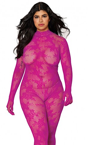 Gloved Lace Catsuit Bodystocking Plus Size