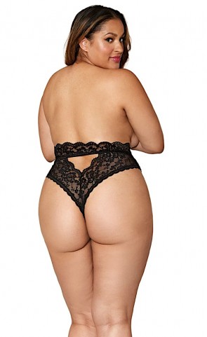 High Waist Lace Panty With Keyhole Plus Size
