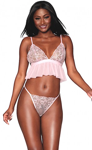 Heart Embroidery Bralette & Panty