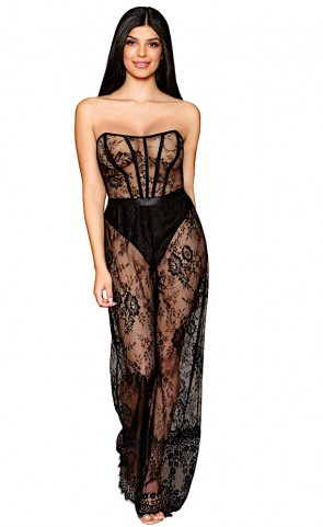 Mesh With lace Embroidery Wide Leg Romper 