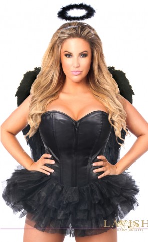 Plus Size Flirty Dark Angel Corset Costume