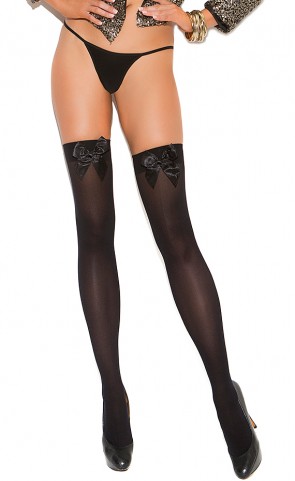 Opaque Thigh Hi With Bow Plus Size