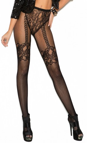 Fishnet And Lace Crochet Pantyhose