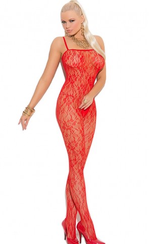 Rose Lace Bodystocking With Open Crotch