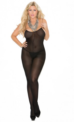 Open Crotch Opaque Bodystocking Plus