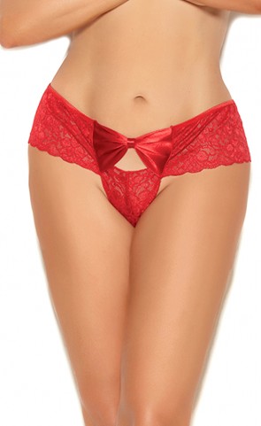 Lace Thong With Satin Bow Plus Size