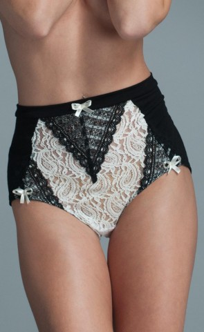 Jersey And Lace High Waisted Panties  