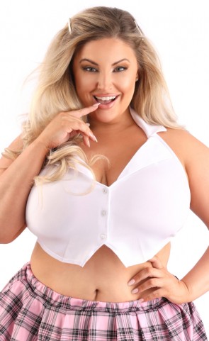 Collared Button Down Halter Top Plus Size