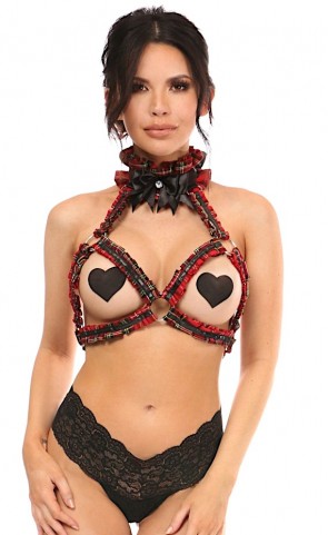 Kitten Pleated Triangle Cup Body Harness Plus Size