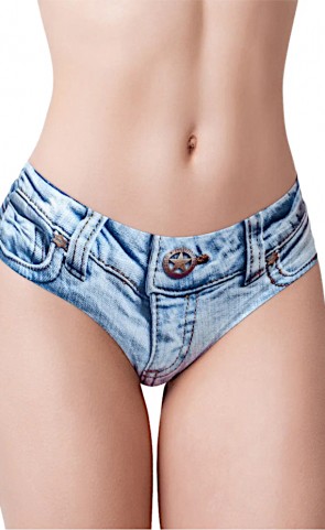 Mememe Denim Booty Jeans Light Printed Slip Panty