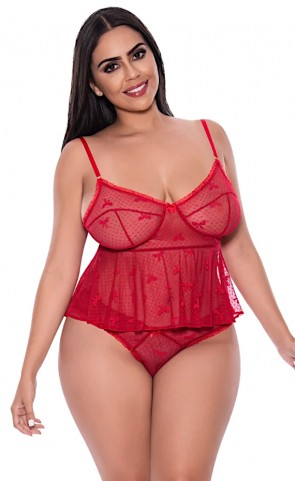With Love Flutter Cami & Cheeky Panty Plus Size