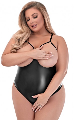 Matte Onyx Cupless & Crotchless Teddy Plus Size