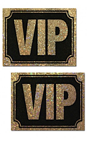 VIP Gold Glitter On Liquid Black Pasties