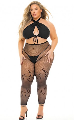 Gives You Hell Halter Bralette & Pantyhose Plus Size