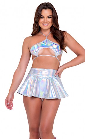 Holographic Keyhole Tie-Top 