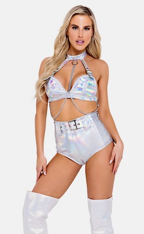 Holographic High-Waisted Shorts