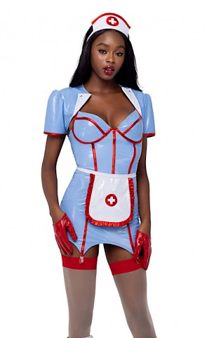 Retro Nurse Nurse Wet Look Costume
