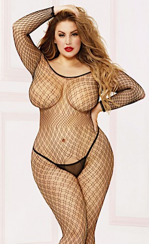 Off The Shoulder Open Crotch Bodystocking Plus Size