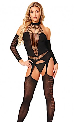 Halter Bodystocking With Sleeves