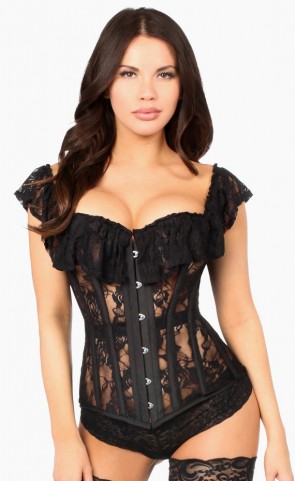 Top Drawer Sheer Lace Steel Boned Corset Plus Size